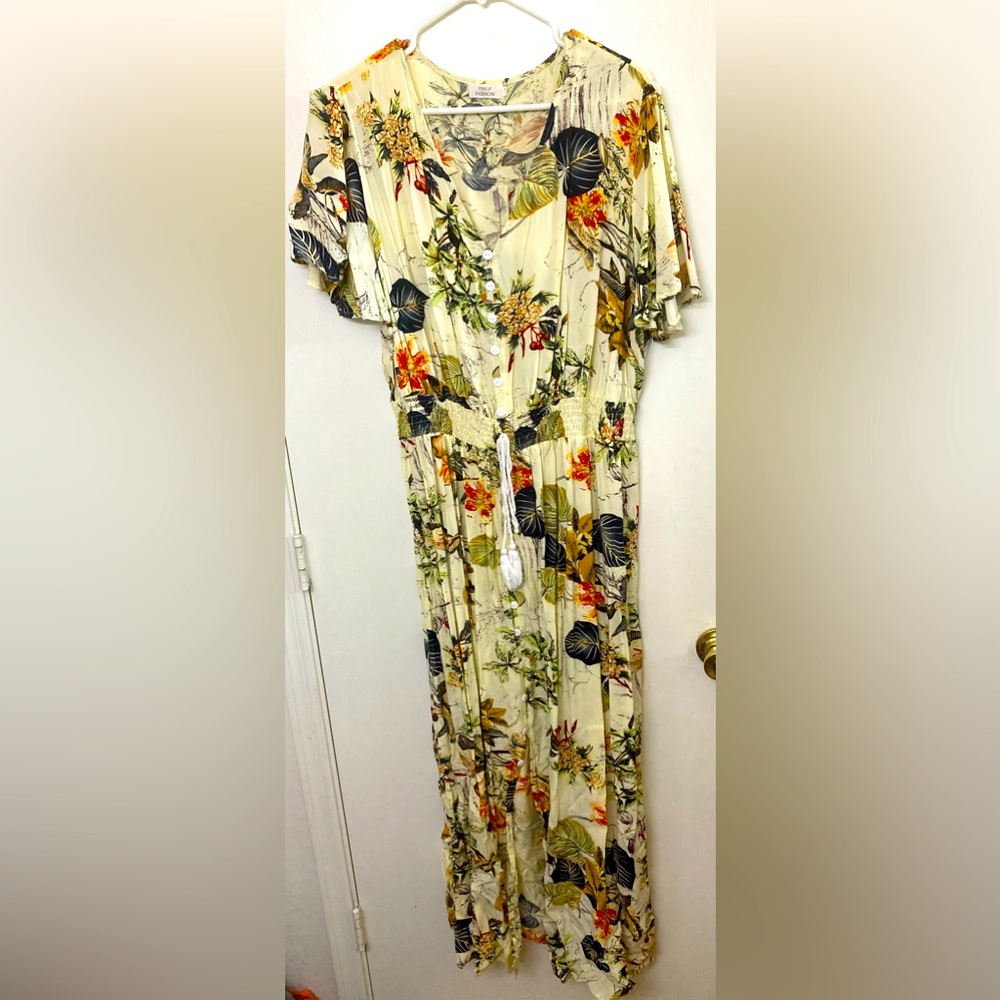 Pinup Fashion Tropical Print Maxi Dress Size 24W